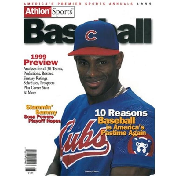 CTBL-013034 Sammy Sosa Unsigned Chicago Cubs Sports 1999 MLB Baseball Preview Magazine