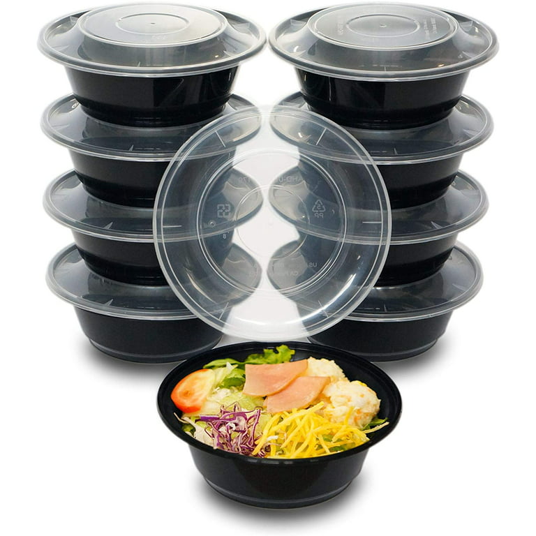 50 Pack Plastic Bowls w/ Lids Microwavable Food Containers