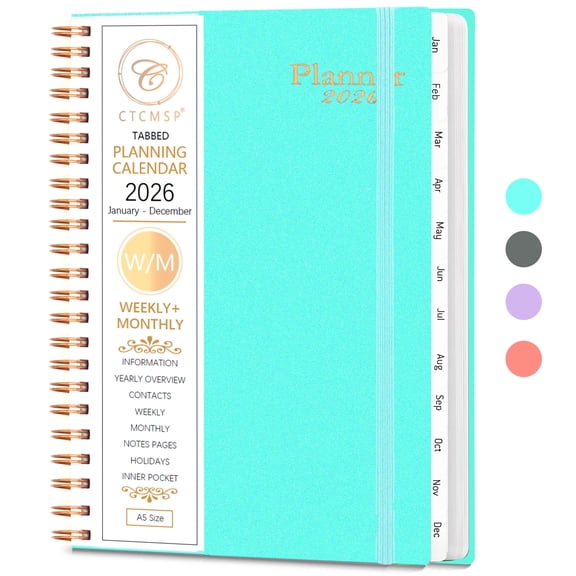 CTCMSP 2026 Planner Calendar Notebook Weekly Monthly Planner 2026 for School Student Teacher Office Supplies-January- December 2026(6.3"X8.5")