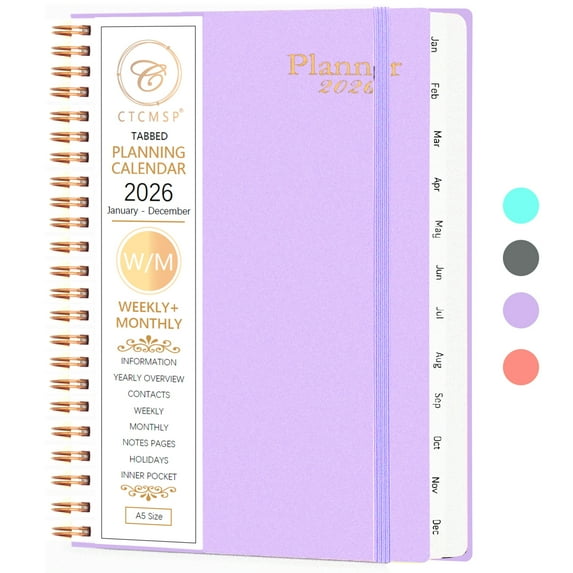 CTCMSP 2026 Planner Calendar Notebook Weekly Monthly Planner 2026 for School Student Teacher Office Supplies-January- December 2026(6.3"X8.5")