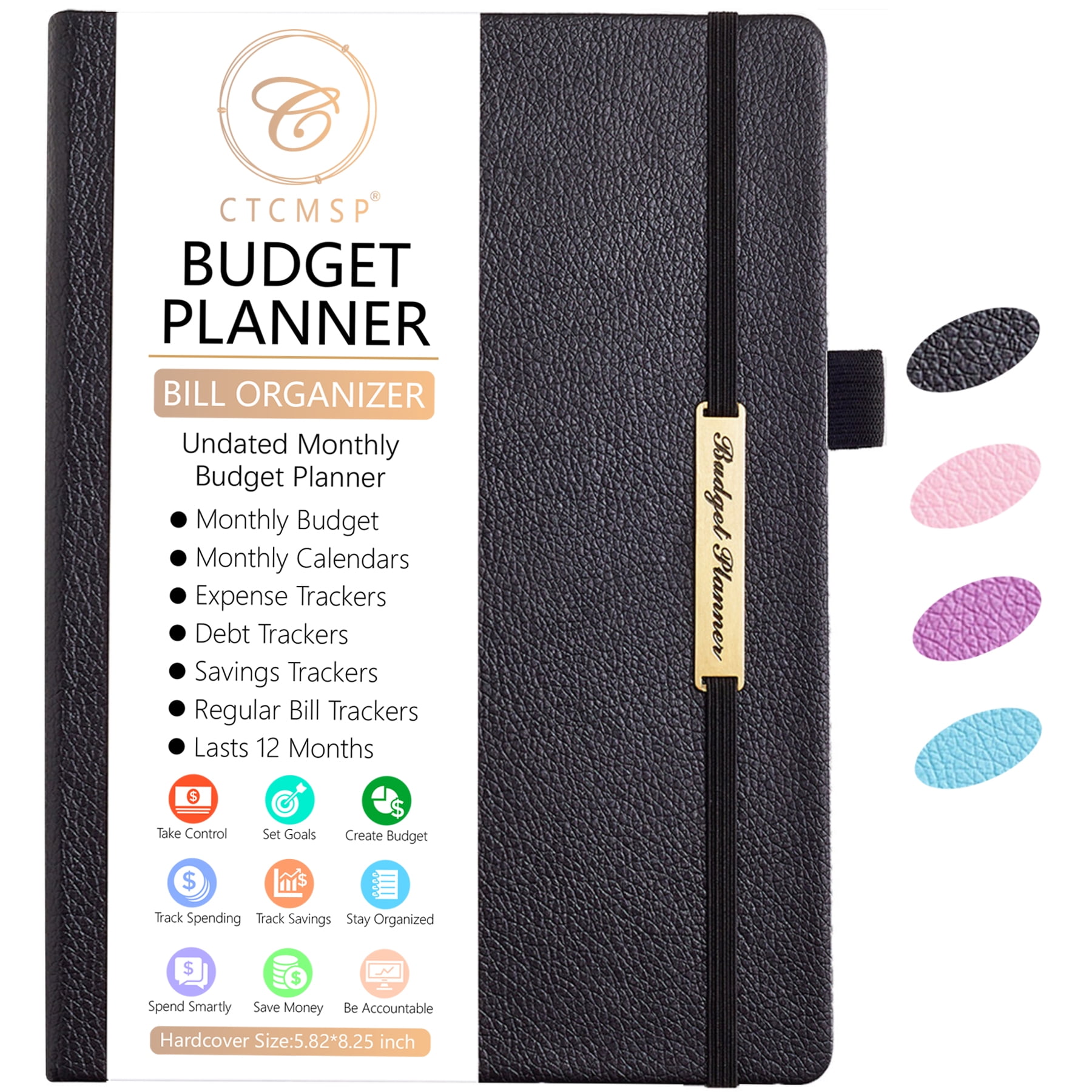 Walmart discount codes: CTCMSP Black Financial Budget Planner,Leather Monthly Budget Book with Expense Tracker Notebook