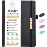 CTCMSP Black Financial Budget Planner,Leather Monthly Budget Book with Expense Tracker Notebook