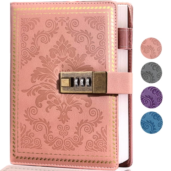 CTCMSP Diary Password Notebook with Lock,Vintage Refillable Personal Secret Locked Leather Journal for Writing Gift,6.3"x8.5"