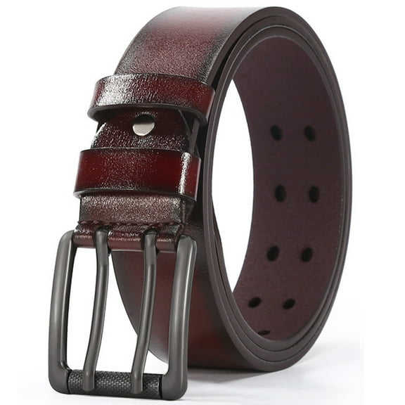 CTCMSP Double Prong Leather Belts for Men,Men's Brown Casual Work Belt for Jeans