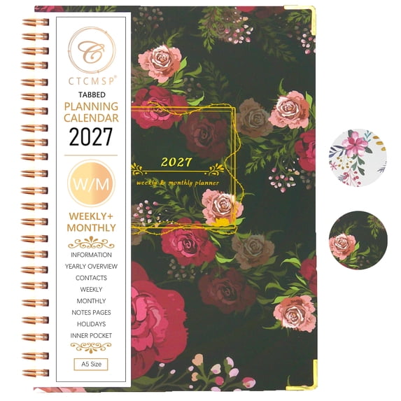 CTCMSP Planner 2027,2027 Weekly and Monthly Planner,Spiral Yearly Calendar Planner with Colorful Tabs,6.3"x8.5",JAN 2027 - DEC 2027,Perfect Daily Campus & Home Supplies