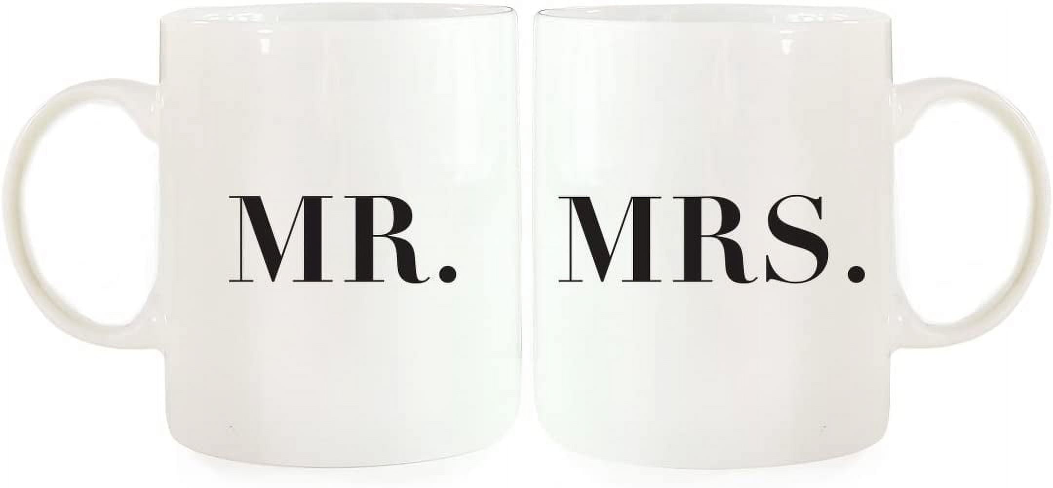 Mr. and Mrs. Black and White Ceramic Coffee Mugs Set