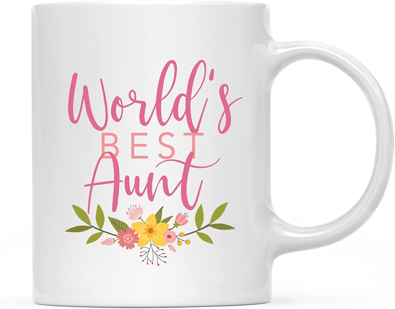 CTDream 11oz. Coffee Mug Gag Gift, World's Best Aunt, Floral Design, 1