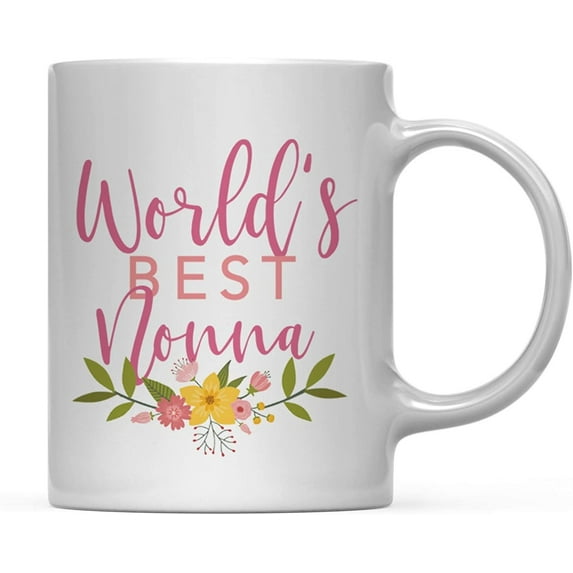 CTDream 11oz. Coffee Mug Gag Gift, World's Best Nonna, Floral Flowers Design, 1-Pack, Birthday Christmas Gift Ideas for Her