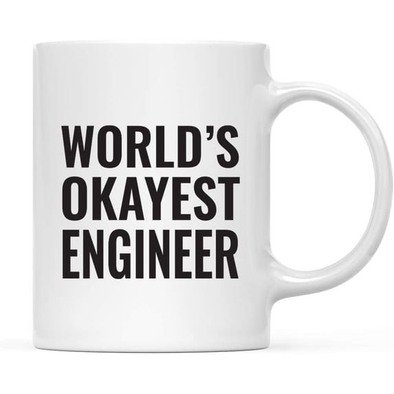 CTDream 11oz. Coffee Mug Gag Gift, World's Okayest Engineer, 1-Pack, Funny Witty Coffee Cup Birthday Christmas Present Ideas