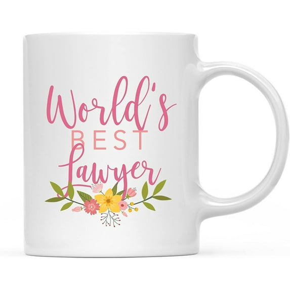 CTDream 11oz. Coffee Mug Gag , World's Best Lawyer, Floral Design, 1-Pack, Beautiful Unique Flower Coffee Cup Birthday Christmas Present Ideas for Her Women Wife Sister