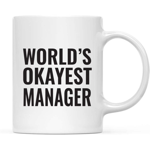 CTDream 11oz. Coffee Mug Gag, World's Okayest Manager, 1-Pack, Funny Witty Coffee Cup Birthday Christmas Present Ideas