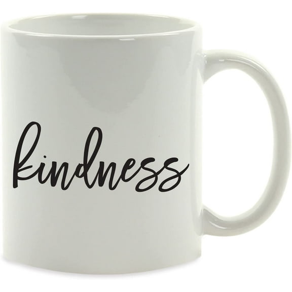CTDream 11oz. Good Virtues Coffee Mug Gift, Black Calligraphy Typography, Kindness, 1-Pack, Inspirational Son Daughter College Graduation Birthday Christmas Gift Ideas
