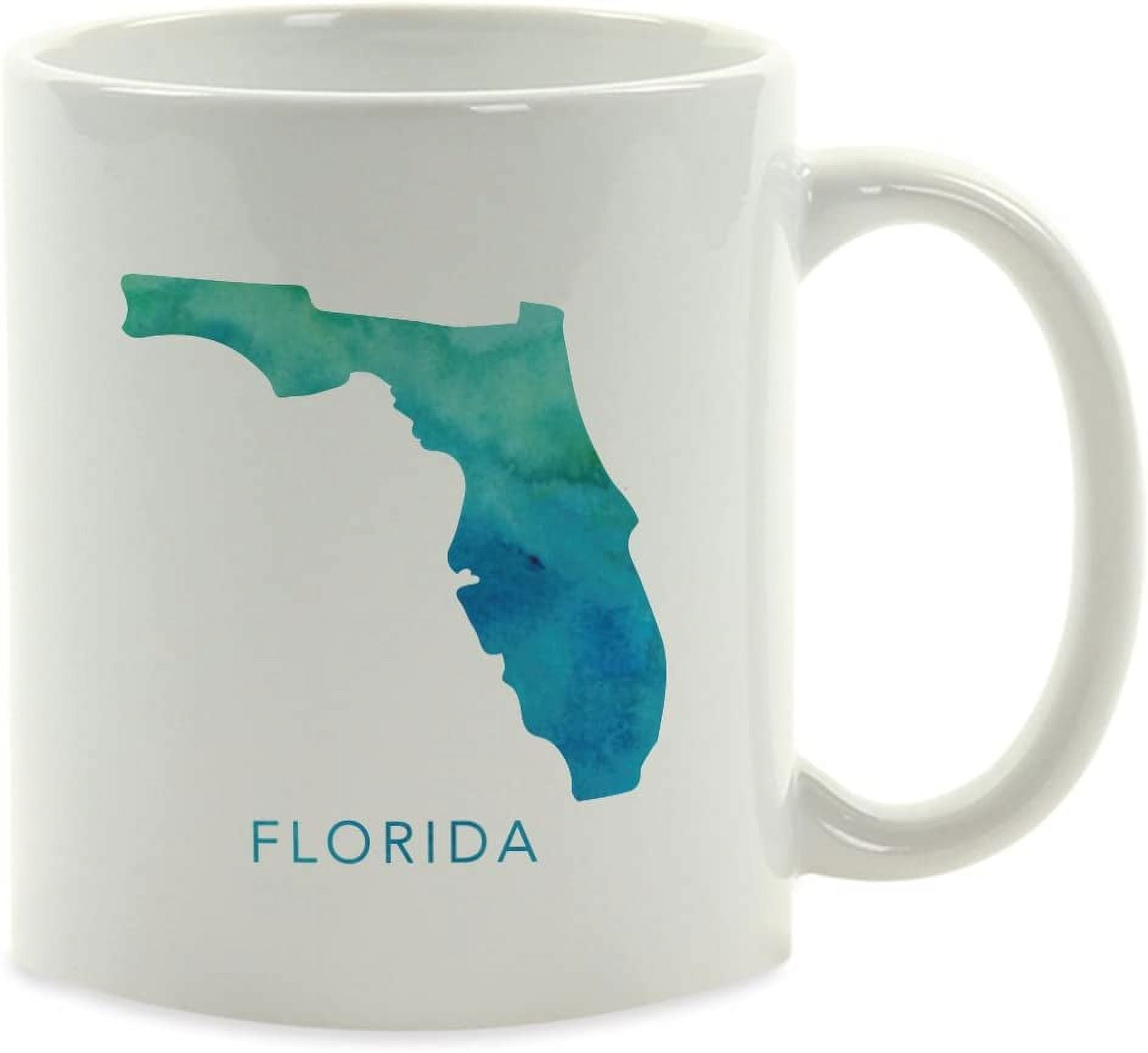 CTDream 11oz. US State Coffee Mug Gift, Aqua Blue Watercolor, Florida,  1-Pack - Walmart.com