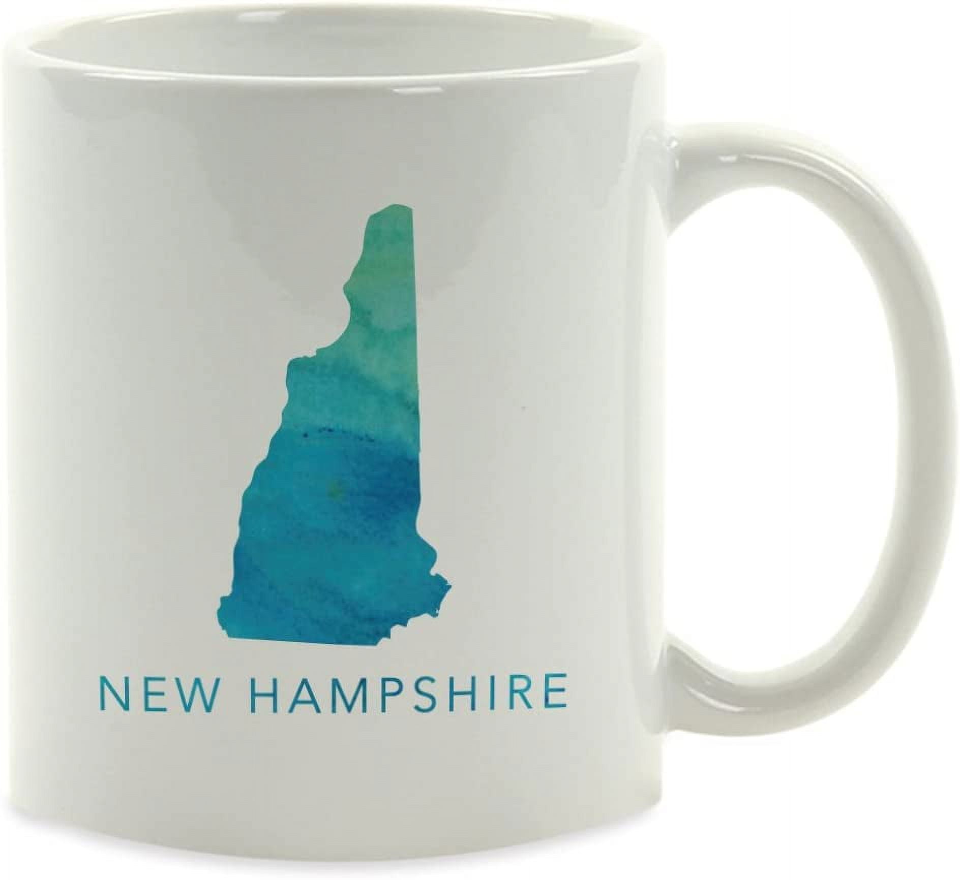 CTDream 11oz. US State Coffee Mug Gift, Aqua Blue Watercolor, New  Hampshire, 1-Pack