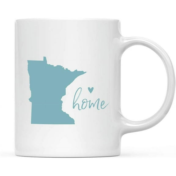 CTDream 11oz. US State Coffee Mug Gift, Aqua Home Heart, Minnesota, 1-Pack, Unique Hostess Distance Moving Away Christmas Birthday Gifts for Her