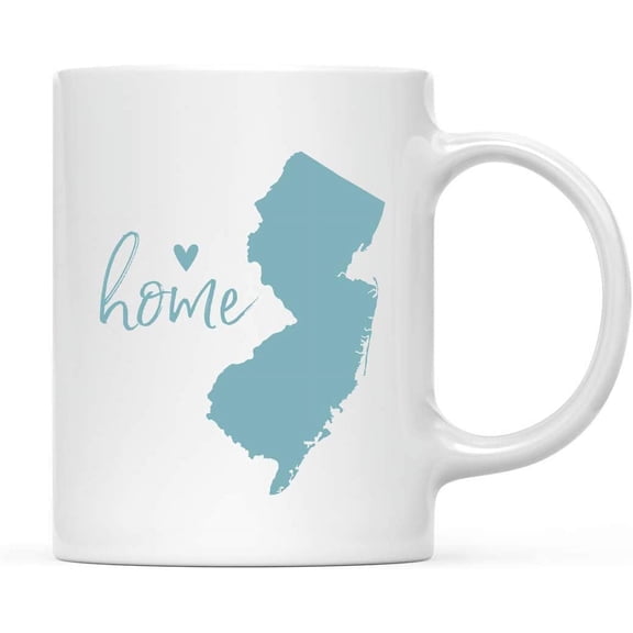 CTDream 11oz. US State Coffee Mug Gift, Aqua Home Heart, New Jersey, 1-Pack, Unique Hostess Distance Moving Away Christmas Birthday Gifts for Her