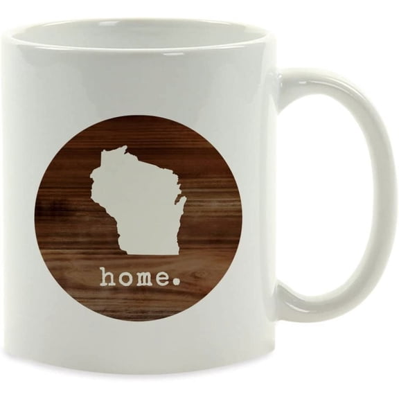 CTDream 11oz. US State Coffee Mug Gift, Rustic Wood Home, Wisconsin, 1-Pack,