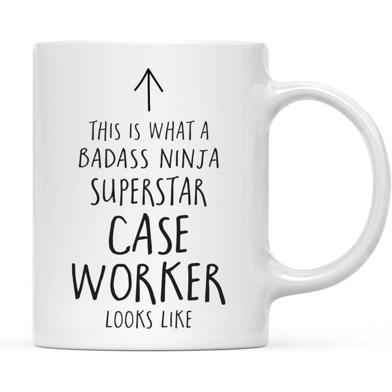 CTDream Funny 11oz. Ceramic Coffee Tea Mug Gift, This is What a Badass Ninja Superstar Case Worker Looks Like, 1-Pack, Birthday Christmas Gift Retirement Ideas Coworker