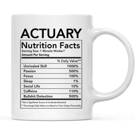 CTDream Funny 11oz. Ceramic Coffee Tea Mug Thank You Gift, Actuary Nutritional Facts, 1-Pack, Novelty Gag Birthday Christmas Gift Ideas Coworker