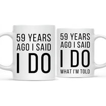 CTDream Funny 59th Wedding Anniversary 11oz. Couples Coffee Mug Gag Gift, 59 Years Ago I Said I Do, I Said I Do What I'm Told, 2-Pack with Gift Box for Husband Wife Parents