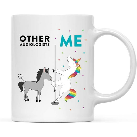 CTDream Funny Quirky 11oz. Ceramic Coffee Tea Mug Thank You Gift, Other Audiologists Me, Horse Unicorn, 1-Pack, Birthday Christmas Gift Ideas Coworker Him Her, Gift Box