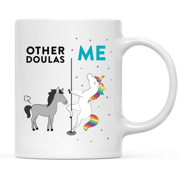 CTDream Funny Quirky 11oz. Ceramic Coffee Tea Mug Thank You Gift, Other Doulas Me, Horse Unicorn, 1-Pack, Birthday Christmas Gift Ideas Coworker Him Her, Gift Box