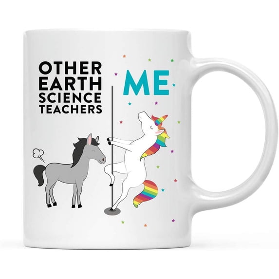 CTDream Funny Quirky 11oz. Ceramic Coffee Tea Mug Thank You Gift, Other Earth Science Teachers Me, Horse Unicorn, 1-Pack, Birthday Christmas Gift Ideas Coworker Him Her, Gift Box