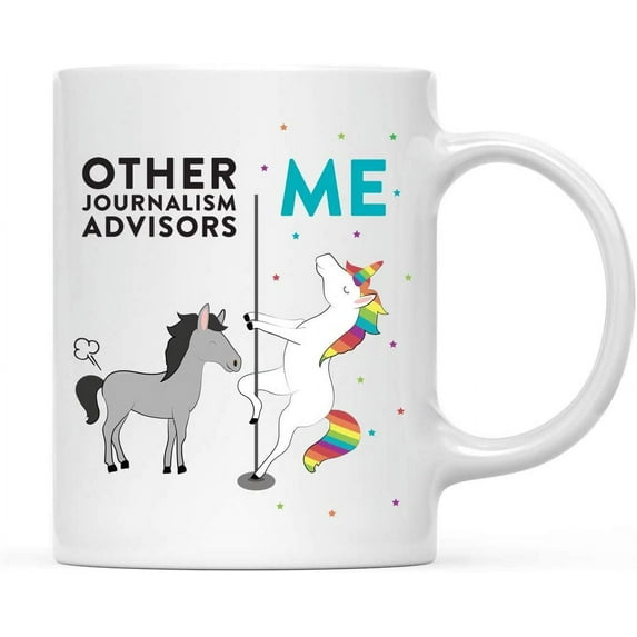 CTDream Funny Quirky 11oz. Ceramic Coffee Tea Mug Thank You Gift, Other Journalism Advisors Me, Horse Unicorn, 1-Pack, Birthday Christmas Gift Ideas Coworker Him Her, Gift Box