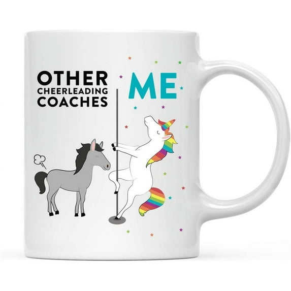CTDream Funny Quirky 11oz. Ceramic Coffee Tea Mug Thank You Gift, Other Cheerleading Coaches Me, Horse Unicorn, 1-Pack, Birthday Christmas Gift Ideas Coworker Him Her, Gift Box