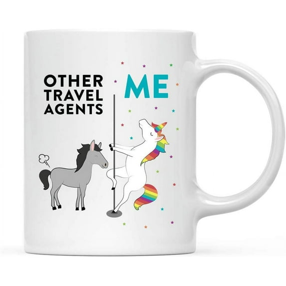 CTDream Funny Quirky 11oz. Ceramic Coffee Tea Mug Thank You Gift, Other Travel Agents Me, Horse Unicorn, 1-Pack