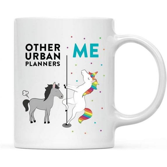 CTDream Funny Quirky 11oz. Ceramic Coffee Tea Mug Thank You Gift, Other Urban Planners Me, Horse Unicorn, 1-Pack, Birthday Christmas Gift Ideas Coworker Him Her, Gift Box Urban Planners
