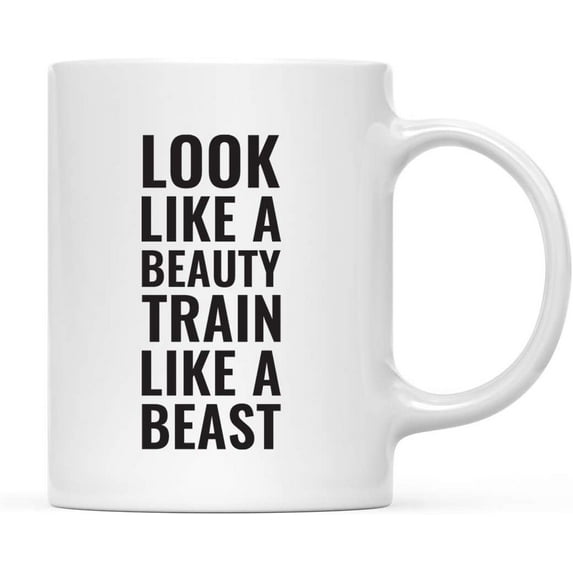 CTDream Gym Workout Fitness Coffee Mug with Box, Look Like a Beauty Train Like a Beast, 1-Pack