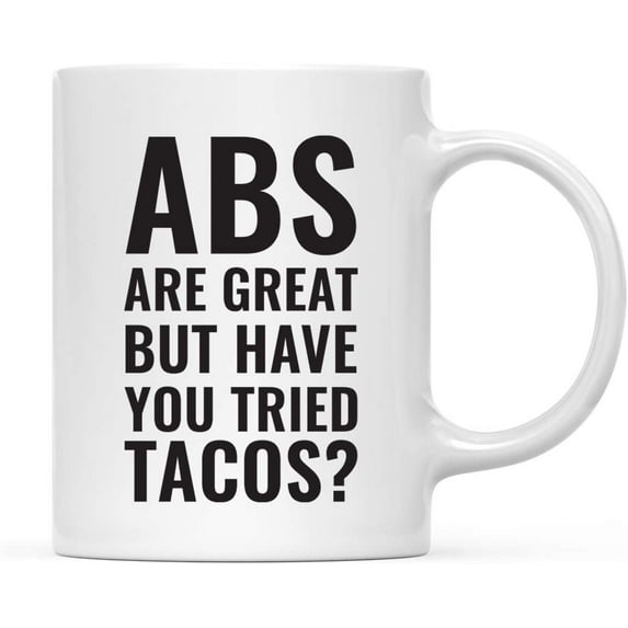 CTDream Gym Workout Fitness Coffee Mug with Gift Box, Abs are Great But Have You Tried Tacos?, 1-Pack