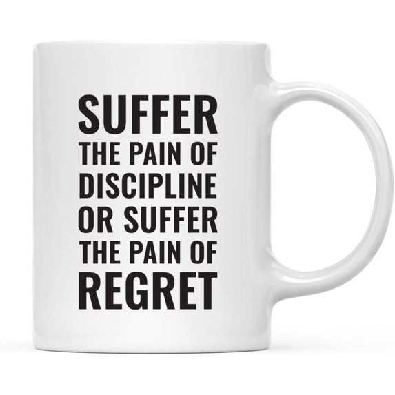 CTDream Gym Workout Fitness Coffee Mug with Gift Box, Suffer The Pain of Discipline or The Pain of Regret, 1-Pack