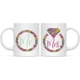 thumbnail image 1 of CTDream Lesbian Wedding Party Couple 11oz. Coffee Mug Gift, Mr. and Mrs., Tropical Monstera Palm Leaves Bright Colors, 2-Pack, Birthday Present Ideas, 1 of 6