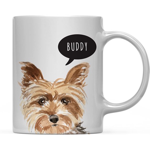 CTDream Personalized 11oz. Dog Coffee Mug Gift, Yorkshire Terrier Up Close, 1-Pack, Custom Name, Pet Animal Lover Birthday Christmas Gift for Her Family