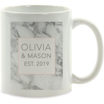 CTDream Personalized Coffee Mug Gift, Modern Gray Marble Box Heart Olivia & Mason Est. 2022, 1-Pack, Custom Letter Name, Engagement Bridal Shower Christmas Birthday Gift Ideas for Her Bride to Be