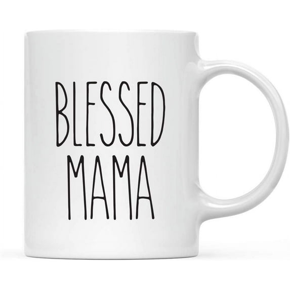 CTDream Simple Rustic Farmhouse Kitchen Decor 11oz. Ceramic Coffee Tea Mug Gift, Blessed Mama, 1-Pack, Includes Gift Box, Minimalist, Birthday Christmas Gift Ideas