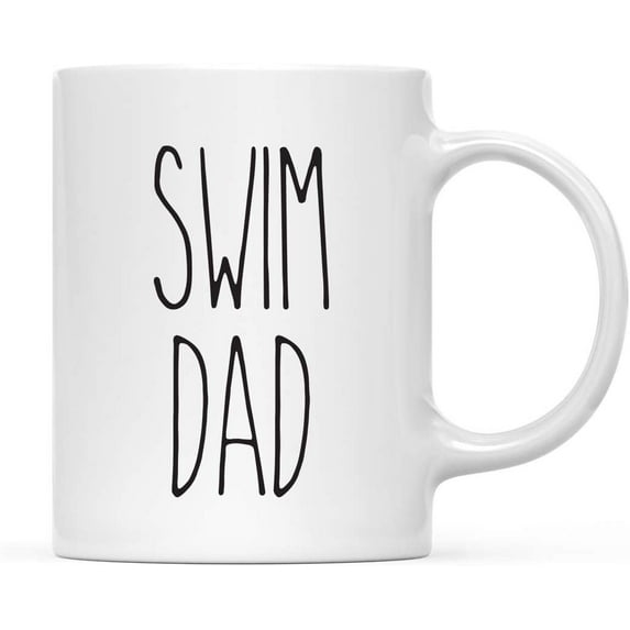 CTDream Simple Rustic Farmhouse Kitchen Decor 11oz. Ceramic Coffee Tea Mug Gift, Swim Dad, 1-Pack, Includes Gift Box, Minimalist, Birthday Christmas Gift Ideas