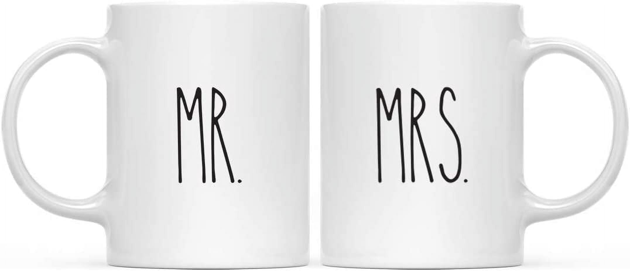 CTDream Simple Rustic Farmhouse Kitchen Decor 11oz. Ceramic Coffee Tea Mug , Mr., Mrs., 2-Pack, Birthday Christmas Anniversary Ideas