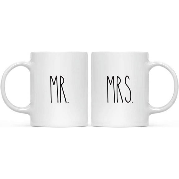 CTDream Simple Rustic Farmhouse Kitchen Decor 11oz. Ceramic Coffee Tea Mug , Mr., Mrs., 2-Pack, Birthday Christmas Anniversary Ideas