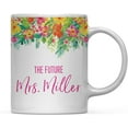 thumbnail image 1 of CTDream Wedding Party Personalized 11oz. Coffee Mug Gift, The Future Mrs. Miller, Tropical Floral Hibiscus Flowers Garden Party, 1-Pack, Custom Name Birthday Present Ideas, 1 of 6
