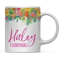 thumbnail image 1 of CTDream Wedding Party Personalized 11oz. Coffee Mug Gift, Haley Flowergirl, Tropical Floral Hibiscus Flowers Garden Party, 1-Pack, Custom Birthday Present Ideas, 1 of 6