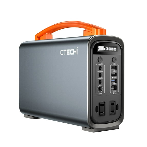 CTECHi Portable Power Station 200W/320Wh Solar Generator With PD 60W Quick Charge Fully Charged Within 3.5 Hours LiFePO4 Battery Backup Power Supply for Outdoor Travel Camping Emergency CPAP and Home