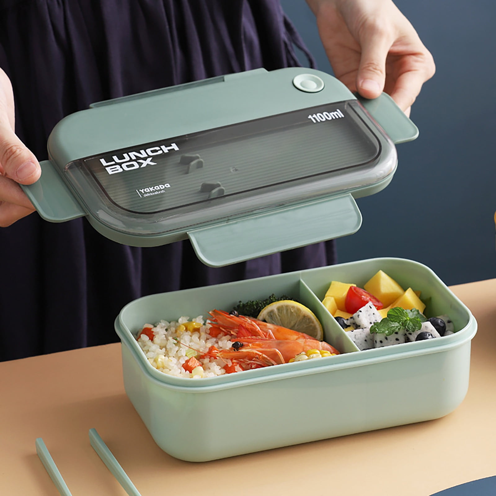 Caperci Classic Bento Box Adult Lunch Box for Older Kids - Leakpoof 47 oz  3-Compartment Lunch Containers for Adults and Teens, Built-in Utensil Set,  Ideal for On-the-Go Balanced Eating, Green - Yahoo