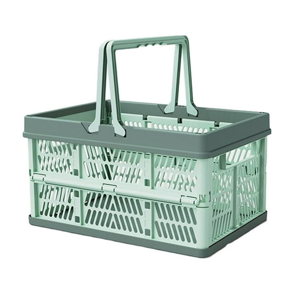 CTEEGC Collapsible Shopping Basket,Reusable Plastic Grocery Shopping Baskets, Small Foldable Storage Crates with Handles,Portable Picnic Basket,Collapsible Plastic Folding Box for Kitchen,Bathroom