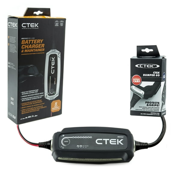 CTEK 40-206 MXS 5.0-12 Volt Battery Charger and Maintainer with 56-915 Black Bumper Accessory