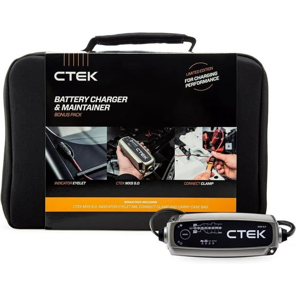 CTEK 40-515 MXS 5.0 Fully Automatic 4.3 amp Battery Charger with Indicator Eyelet and Connect Clamp