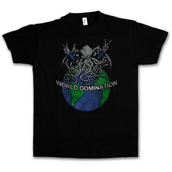 CTHULHU WORLD DOMINATION T-SHIRT Wars Horror Arkham H. P. Miskatonic ...