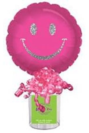 Pink Face Prismatic Silver Smiley U Fill Party Containers